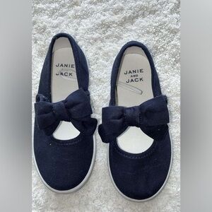 Janie and Jack Dark Blue Dress Shoes with Bow